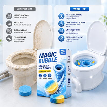 Magic Bubble Tablets – Fast Deep Cleaning & Instant Unclogging with Fresh Citrus